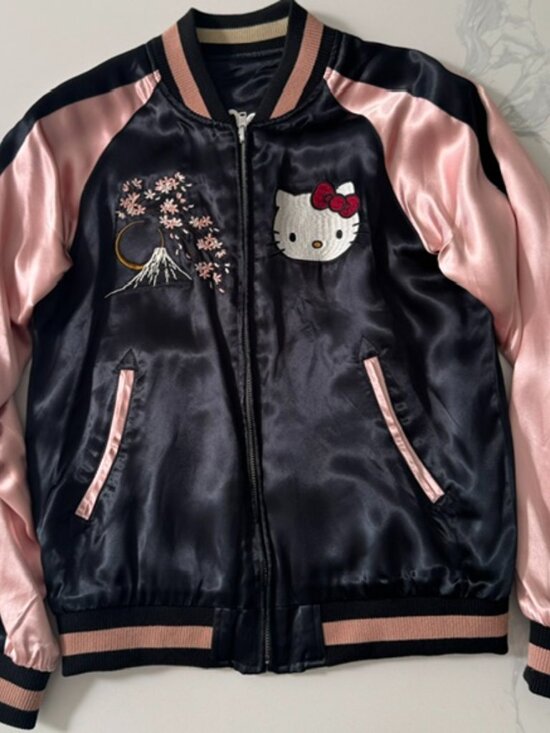 Hello Kitty Jackets & Blazers - Sanrio Hello Kitty Sakura Reversible Sukajan Bomber Jacket in a Size Small